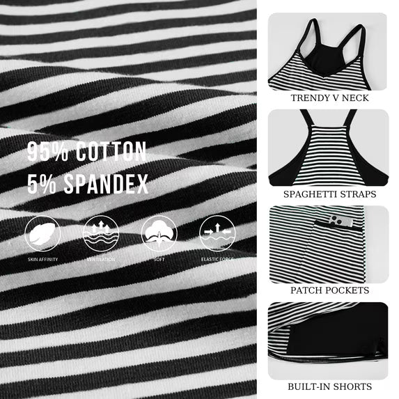 Summer Striped Dress Built-in Romper