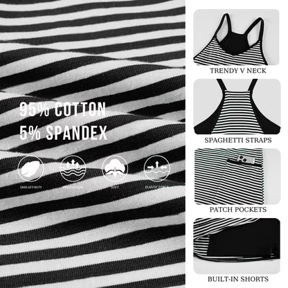 Summer Striped Dress Built-in Romper